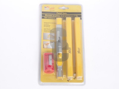 Молив дърводелски + острилка к-т 7бр. ТМ                                                                                                                                                                                                                                                                    